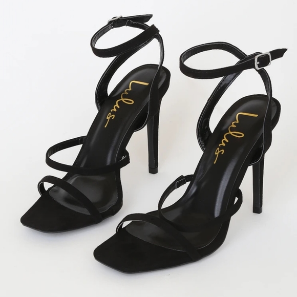 Lulu's Shoes Lulus Leticiya Black Suede Anklestrap High Heel